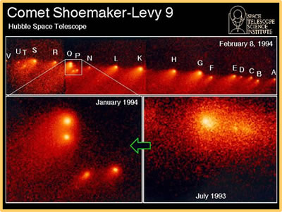 fragmentos del Shoemaker-Levy 9