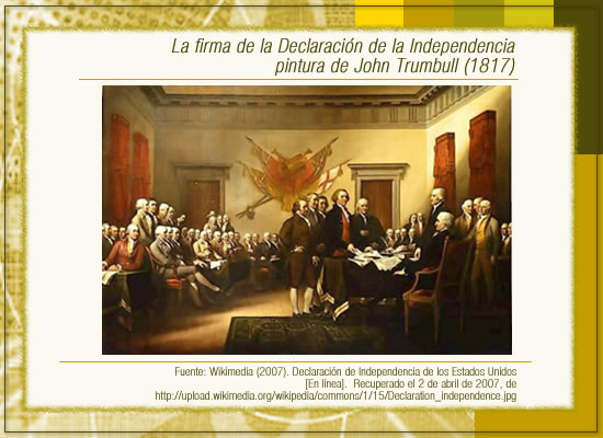La firma de la Declaración de la Independencia, pintura de John Trumbull (1817)