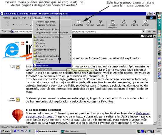 favoritos almacenados