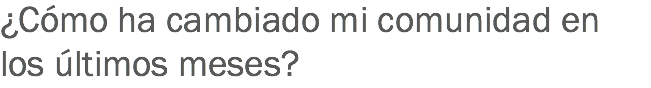 ¿Cómo ha cambiado mi comunidad en los últimos meses?